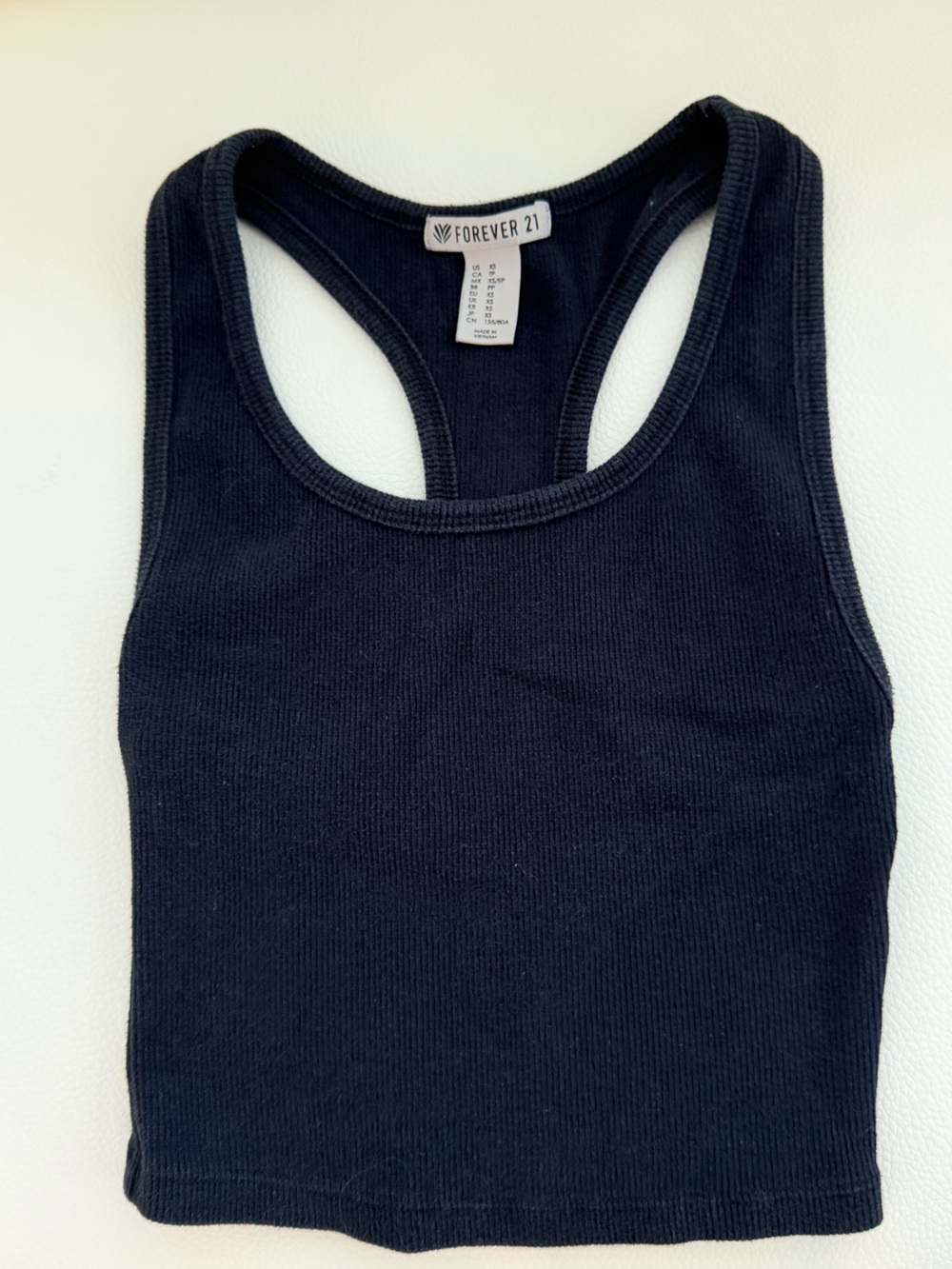 Forever 21 Navy Ribbed Racerback Crop Tank